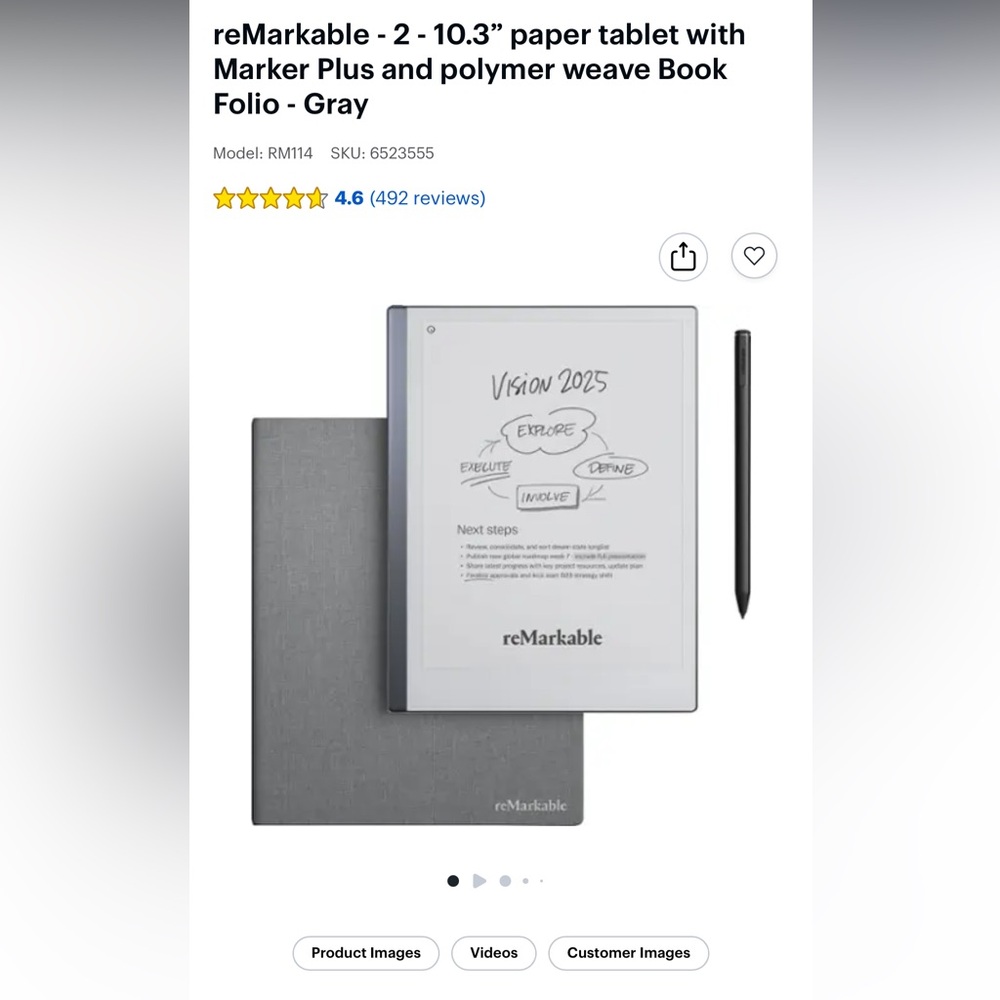 Remarkable 2 tablet bought less than a year ago. Comes with pencil and charger.